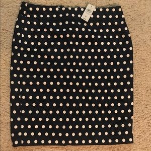 Navy and White Polka Dot Pencil Skirt